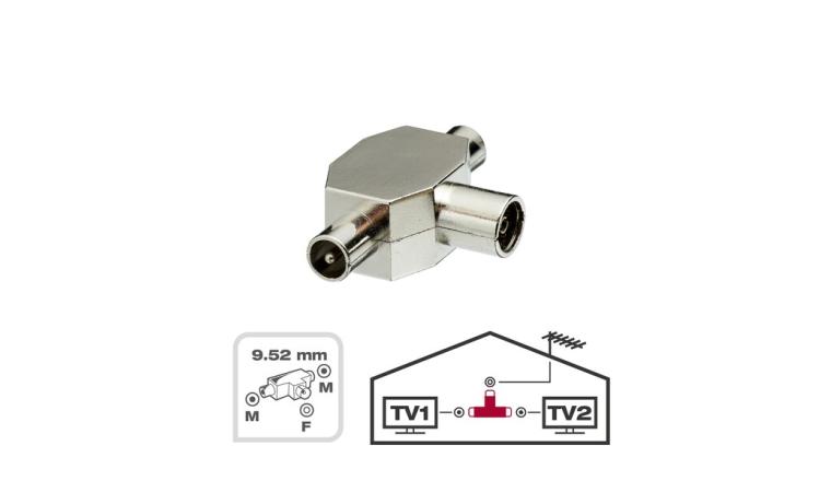 TETE DERIVATION COAXIAL 9.52MM 2 MALE/1 FEMELLE LEXMAN