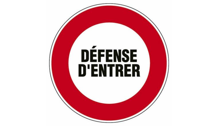 PLAQUE 330X200 DEFENSE ENTRER