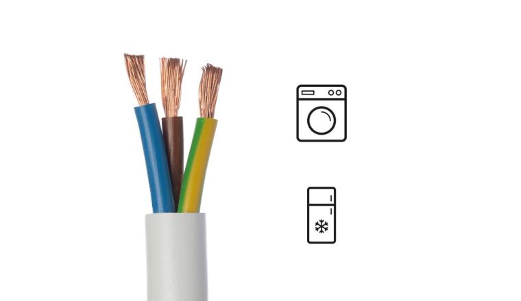 CABLE HO5VVF 3G 2.5 BLANC 5 METRES