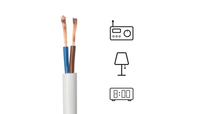 CABLE HO3VVF 2X0.75 BLANC 15 METRES