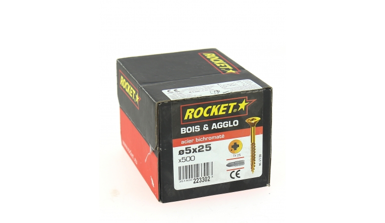 Boîte de 500 vis Ø 5 x 25 mm tête fraisée Torx - Rocket